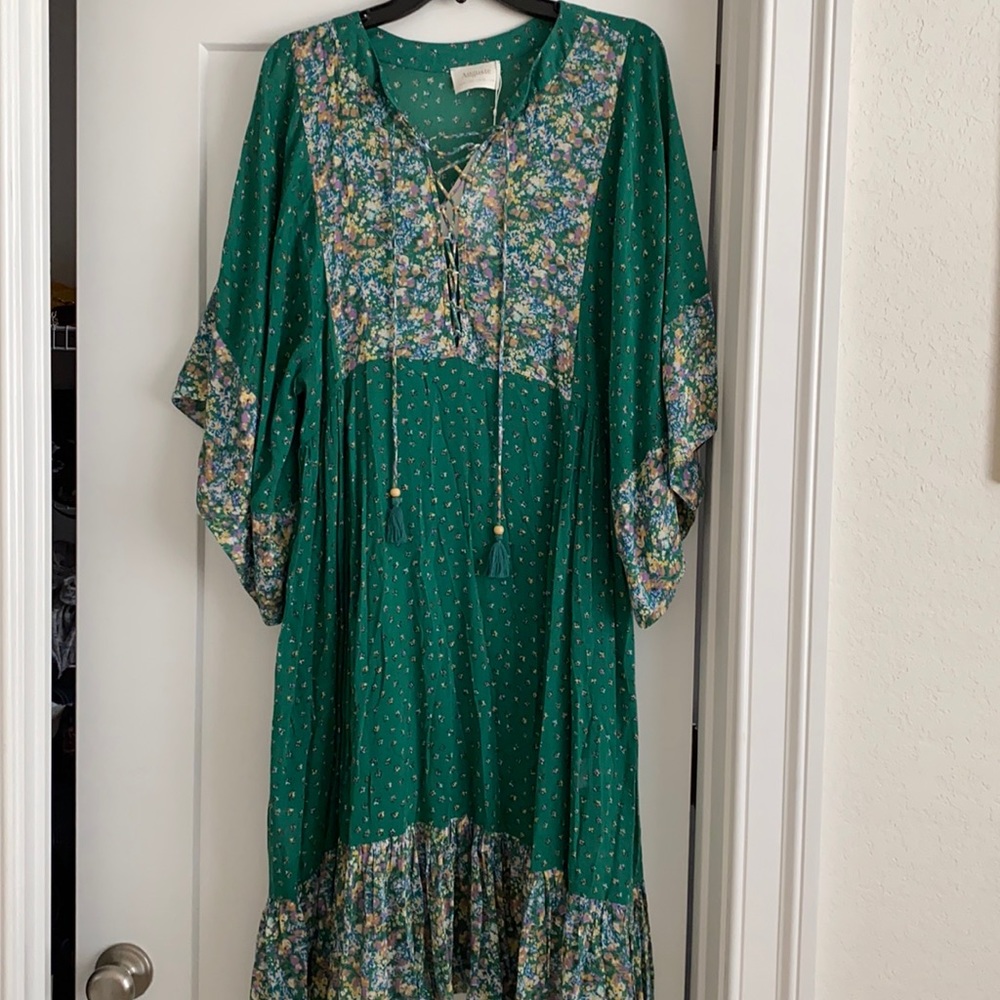 Auguste The Label Palm Springs poolside Midi Dress in Emerald NWT